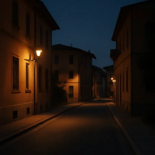 Strada serale calma e illuminata di Rifredi a Firenze con luci accoglienti e assenza di traffico