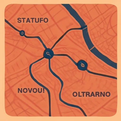 Mappa stilizzata della città di Firenze evidenziando linee del tram e quartieri con alloggi economici e ben collegati come Statuto e Novoli