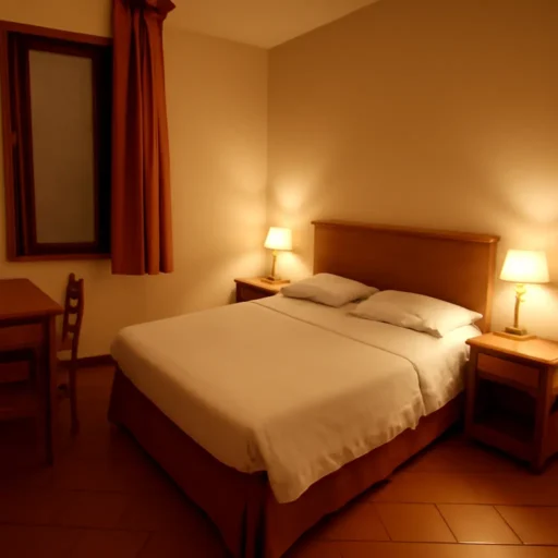 Interno semplice e accogliente di una stanza economica nel quartiere Santa Maria Novella a Firenze