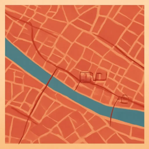 Mappa stencil di Firenze con evidenziati collegamenti principali trasporti e quartieri