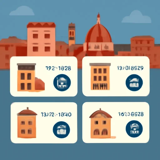 Interfaccia digitale moderna che presenta diversi profili di alloggi economici a Firenze con informazioni su prezzi e trasporti