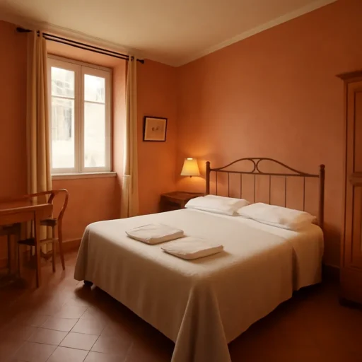 Interno accogliente di una stanza di bed and breakfast economico nel quartiere San Lorenzo a Firenze